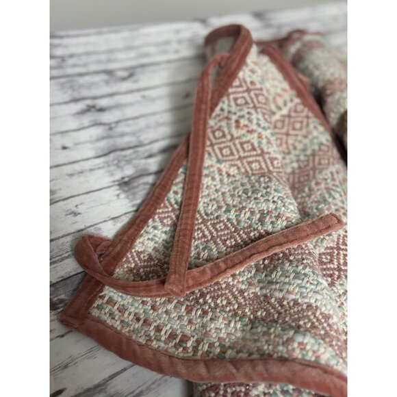 Pink Green Aspen Woven Knit Tree Skirt with Velvet Trim, 48" - Picture 5 of 10